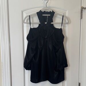 Karl Lagerfeld Black with Bow Detail Cold Shoulder Blouse